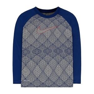Nike Boys Size 4 Long Sleeve T-Shirt Crew Neck Dry-Fit  Olympic SWOOSH Gray NWT